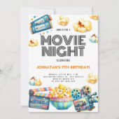 Retro Movie Night Kids Uitnodiging voor verjaardag (Voorkant)