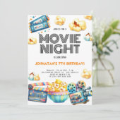Retro Movie Night Kids Uitnodiging voor verjaardag (Staand voorkant)