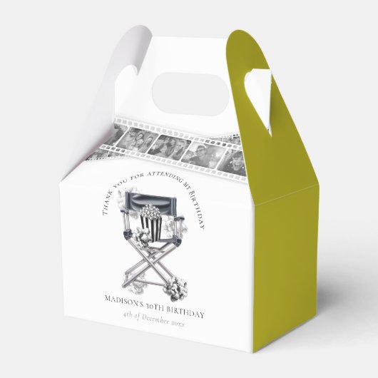 Retro Movie Night Verjaardag Custom Bedankdoosjes (Voorkant Zijde)