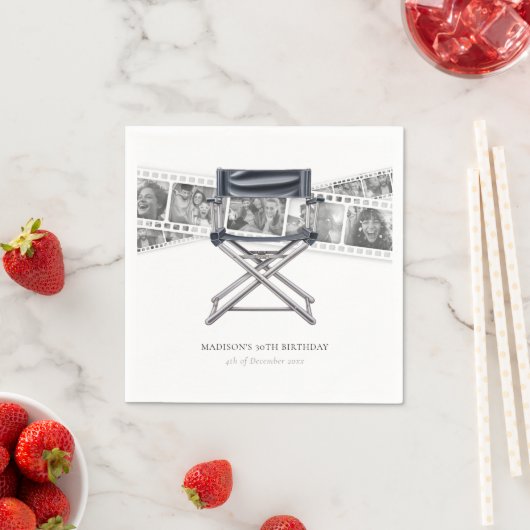 Retro Movie Night Volwassen Verjaardag Custom Foto Servet (Insitu)