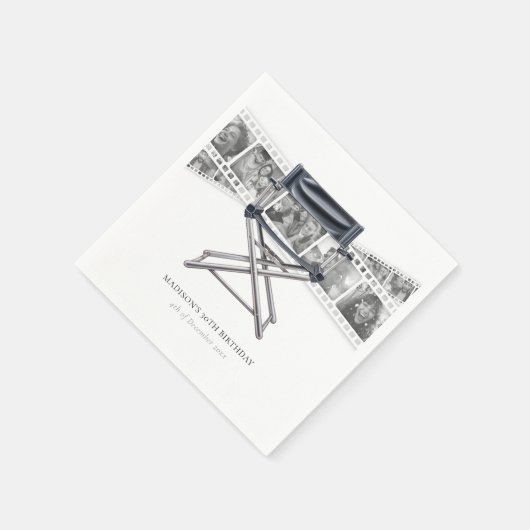 Retro Movie Night Volwassen Verjaardag Custom Foto Servet (Hoek)