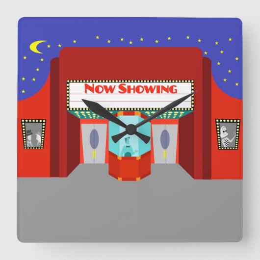 Retro Movie Theater Acrylwand Klok (Voorkant)