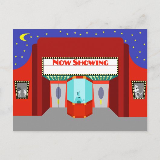 Retro Movie Theater Briefkaart (Voorkant)