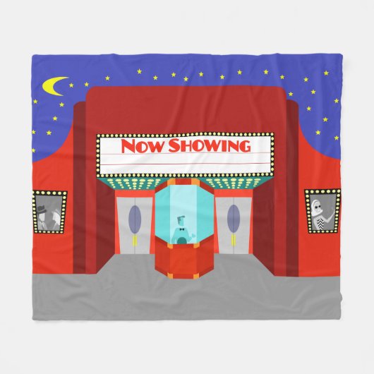 Retro Movie Theater Fleece Blanket Deken (Voorkant (Horizontaal))