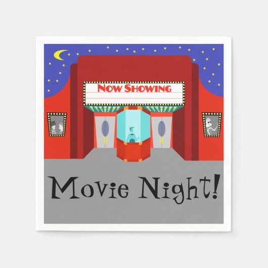 Retro Movie Theater Paper Napkins Servet (Voorkant)