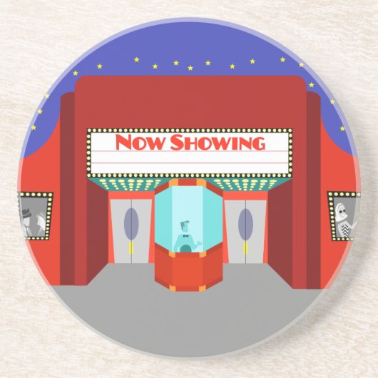 Retro Movie Theatre Sandstone Onderzetter (Voorkant)
