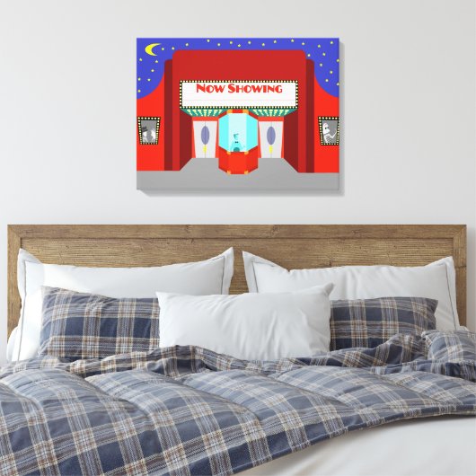 Retro Movie Theatre Uitgerekt Canvas Print (Insitu (Slaapkamer))