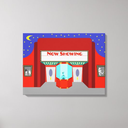 Retro Movie Theatre Uitgerekt Canvas Print (Voorkant)
