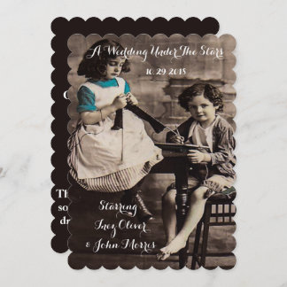 Retro  Movie Threadding Wedding Invitations Kaart