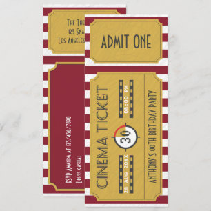 Retro Movie Ticket Alle Leeftijd Verjaardagsfeest Kaart