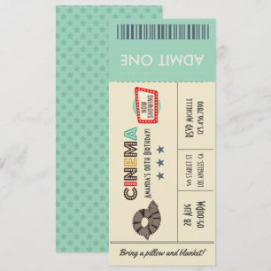 Retro  Movie Ticket Birthday Party nodigt uit Kaart