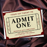 Retro Movie Ticket Geef een 50ste verjaardagsfeest Kaart<br><div class="desc">Tan bruin en donkerrood bordeaux retro bioscoop bioscoop ticket stub 5x7 50e verjaardag feestuitnodiging. Personaliseer het door uw feestdetails toe te voegen en de leeftijd aan te passen aan uw gelegenheid. Unisex ontwerp voor mannen en vrouwen. Perfect voor iedereen van vijftig jaar.</div>