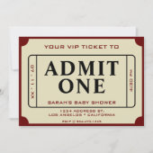 Retro Movie Ticket Geef één Baby shower toe Kaart (Voorkant)