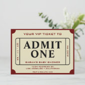 Retro Movie Ticket Geef één Baby shower toe Kaart (Staand voorkant)