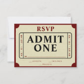 Retro Movie Ticket Stub Geef er een toe RSVP Kaartje (Voorkant)