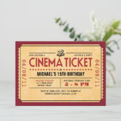 Retro Movie Ticket-uitnodigingen Kaart (Staand voorkant)
