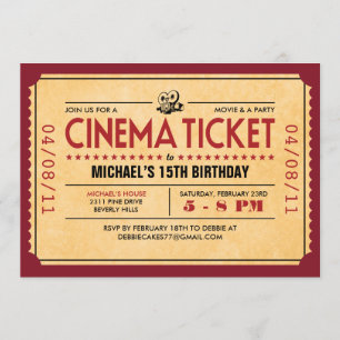 Retro Movie Ticket-uitnodigingen Kaart