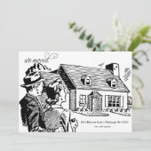 Retro Moving Announcement Aankondiging (Staand voorkant)