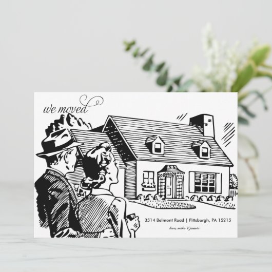 Retro Moving Announcement Aankondiging (Staand voorkant)