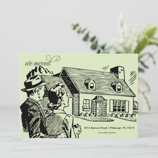 Retro Moving Announcement Aankondiging (Staand voorkant)