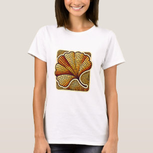 Retro Mozaïek Logo van Ginkgo Leaf T-Shirt