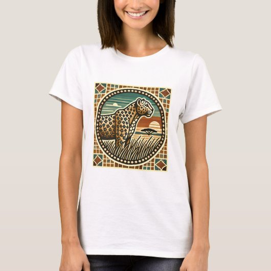 Retro Mozaïek Logo van Leopard T-shirt (Voorkant)