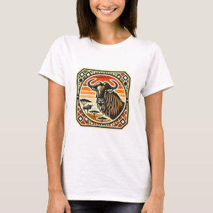 Retro Mozaïek Logo van Wildebeest T-Shirt