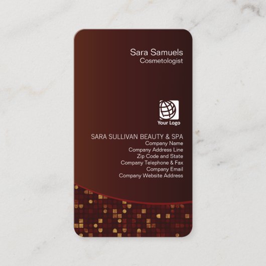 Retro Mozaïek Patroon Cosmetoloog Visitekaartje (Voorkant)