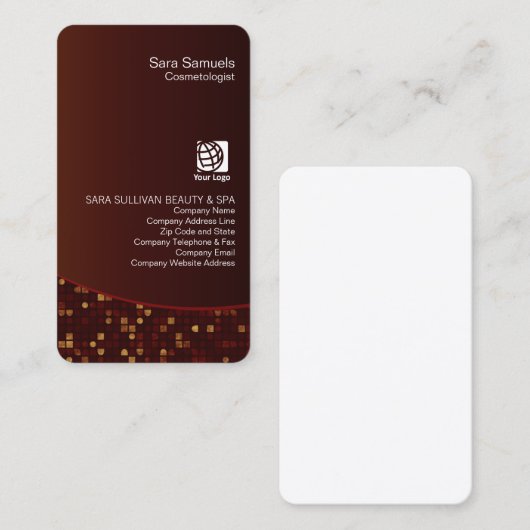 Retro Mozaïek Patroon Cosmetoloog Visitekaartje (Voorkant / Achterkant)