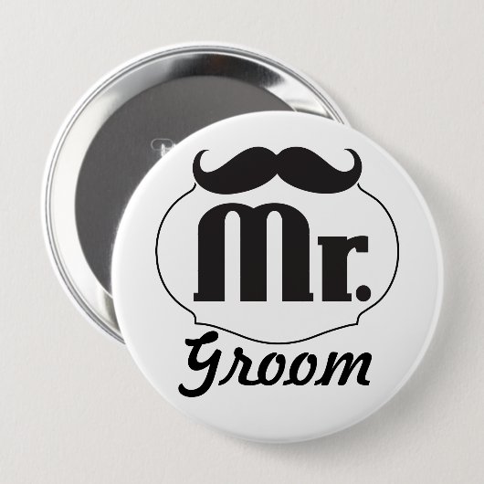 Retro Mr Groom Wedding Badge Ronde Button 4,0 Cm (Voorkant /achterkant)
