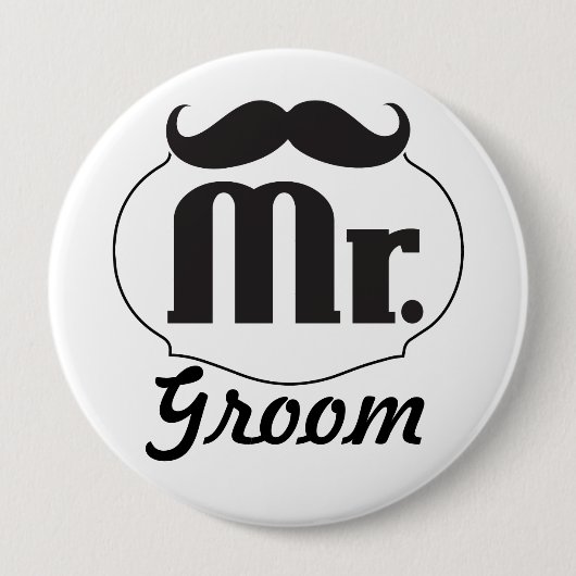 Retro Mr Groom Wedding Badge Ronde Button 4,0 Cm (Voorkant)