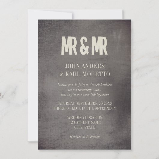 Retro Mr. & Mr. Suit & Stropdas Gay Huwelijksuitno Kaart (Achterkant)