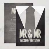 Retro Mr. & Mr. Suit & Stropdas Gay Huwelijksuitno Kaart (Voorkant / Achterkant)