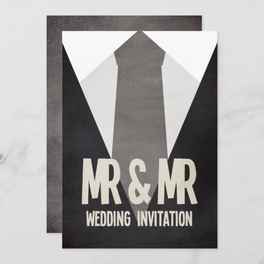 Retro Mr. & Mr. Suit & Stropdas Gay Huwelijksuitno Kaart (Voorkant / Achterkant)