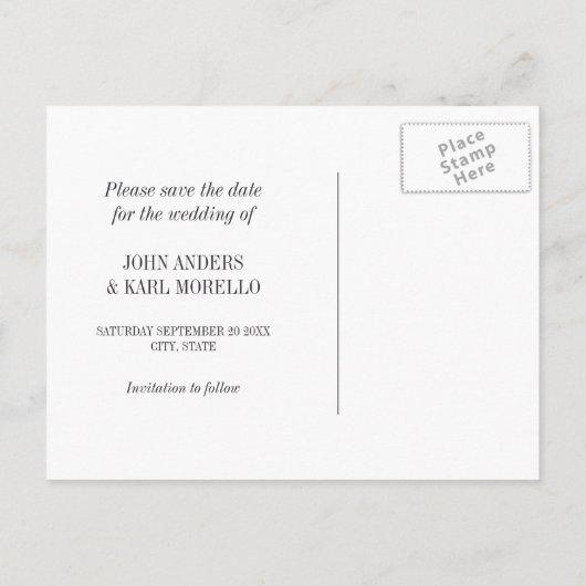 Retro Mr. & Mr. Suit Stropdas Gay Save the Date Br Aankondigingskaart (Achterkant)