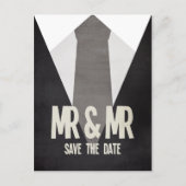 Retro Mr. & Mr. Suit Stropdas Gay Save the Date Br Aankondigingskaart (Voorkant)