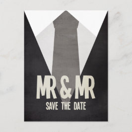 Retro Mr. & Mr. Suit Stropdas Gay Save the Date Br Aankondigingskaart