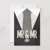 Retro Mr. & Mr. Suit & Stropdas Wedding RSVP (Voorkant)