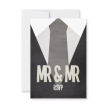 Retro Mr. & Mr. Suit & Stropdas Wedding RSVP