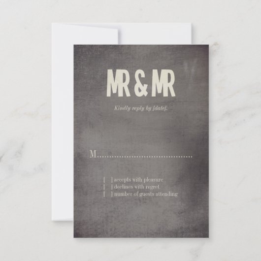 Retro Mr. & Mr. Suit & Stropdas Wedding RSVP (Achterkant)