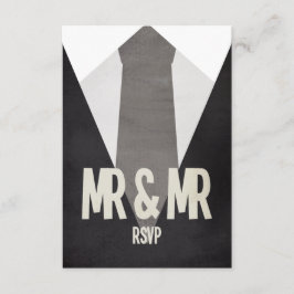 Retro Mr. & Mr. Suit & Stropdas Wedding RSVP Kaartje