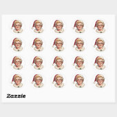 Retro Mrs. Claus Kerststicker Ronde Sticker (Vel)