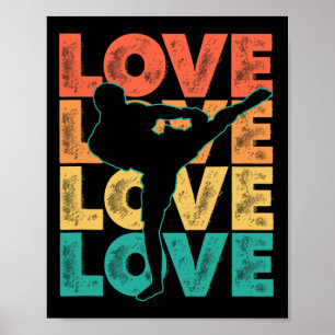 Retro Muay Thai Liefdeswoord Thema Grafisch ontwer Poster