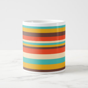 Retro Mug met Multi-Stripe Patroon Jumbo Grote Koffiekop
