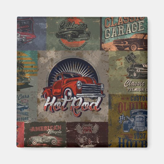 Retro Multi Color Auto Magneet (Voorkant)