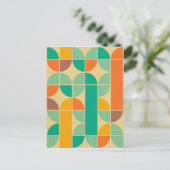 Retro multi-color trendy 70's patroon funky pret briefkaart (Staand voorkant)