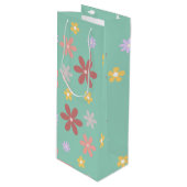 Retro Multi-Colored Daisy Pattern Wijn Cadeautas (Voorkant Gekanteld)