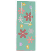 Retro Multi-Colored Daisy Pattern Wijn Cadeautas (Voorkant)