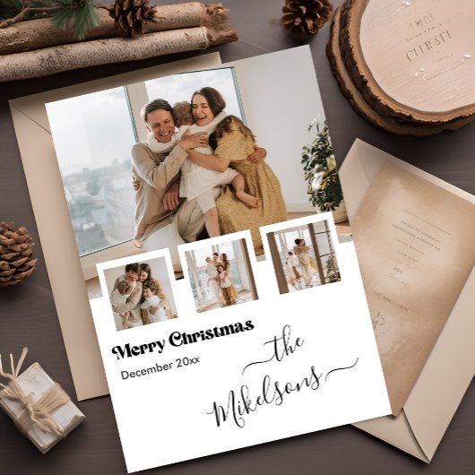 Retro Multi Foto Kerstmis Feestdagenkaart