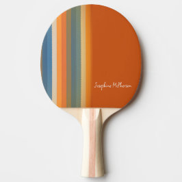 Retro Multi-kleur Pastel Strepen personaliseer-naa Tafeltennisbatje